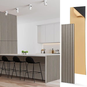 Urban Décor Acoustic Wood Veneer Wall Panels for Interior Decor in Homes, Offices, Studios. 3D Wood Wall Decor, Acoustic Dampening, Mens Room Decor, Gaming Areas, TV Walls and More (4-Pack/Grey)