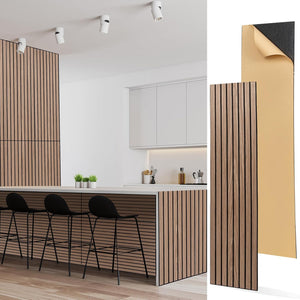 Urban Décor Acoustic Wood Veneer Wall Panels for Interior Decor in Homes, Offices, Studios. 3D Wood Wall Decor, Acoustic Dampening, Mens Room Decor, Gaming Areas, TV Walls (4-Pack) (Oak)