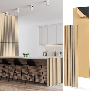 Urban Décor Acoustic Wood Veneer Wall Panels for Interior Decor in Homes, Offices, Studios. 3D Wood Wall Decor, Acoustic Dampening, Mens Room Decor, Gaming Areas, TV Walls and more(4-Pack) (Light Oak)