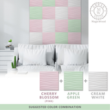 Macaron Color 3D Wall Panels With Double-sided Tape (12in x 12in, 10pcs) [Wave] [Green] - Urban Décor