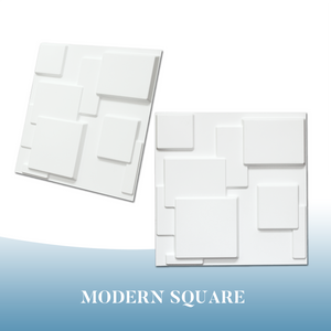 Wall Puzzle - 3D Decorative Panels with Magic Tape - Modern Square (12pcs, 32sqft) - Urban Décor