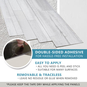 Vinyl Wall Panels- Vintage Wood Pattern (White Wash) Easy Peel and Stick self Adhesive Tiles for Kitchen Island Bedroom Doorways Backsplash Planks