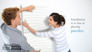 Wall Puzzle - 3D Decorative Panels with Double-Sided Tape - Wave (12pcs, 32sqft) - Urban Décor