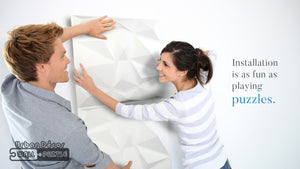 Wall Puzzle - 3D Decorative Panels with Magic Tape - Diamond (12pcs, 32sqft) - Urban Décor